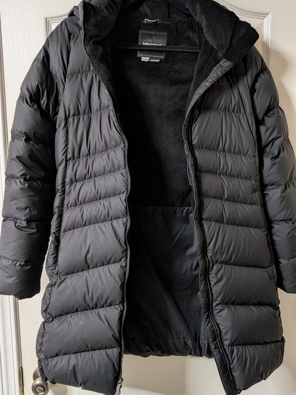 Marmot Women's Black Long Hooded Puffer Coat
